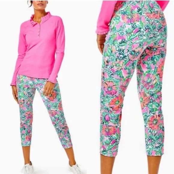 Lilly Pulitzer Womens Pink Green Floral Crop Pants Size 4 NWT Resort Preppy - Picture 1 of 12